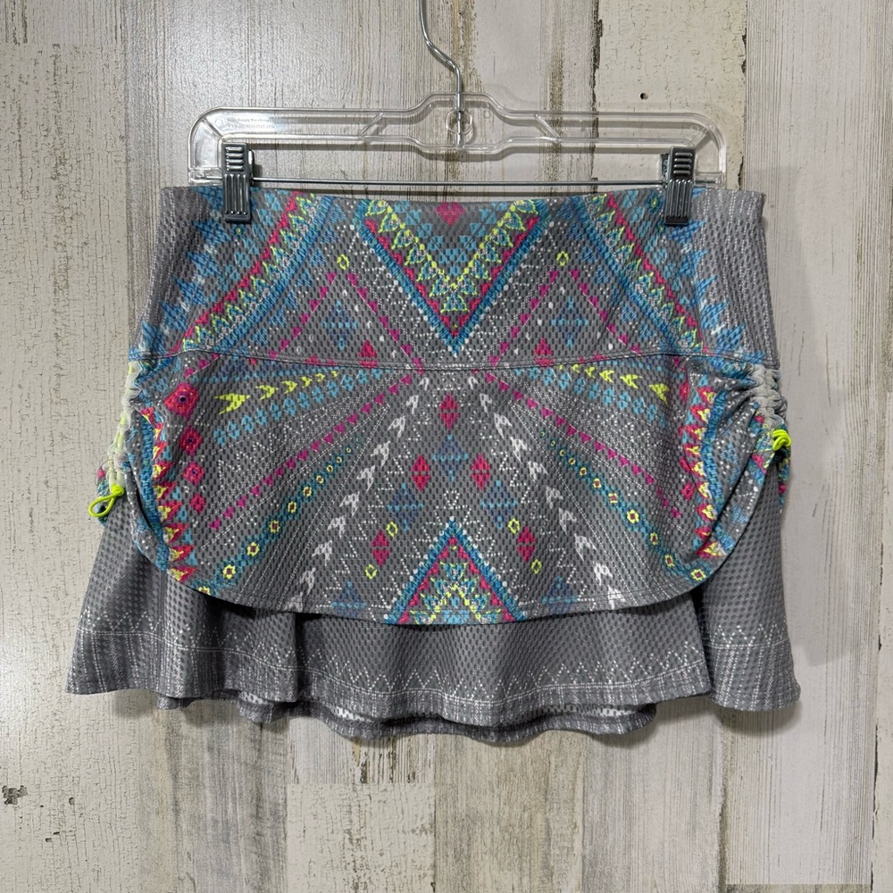 Lucky in Love Gray Neon Pattern Skirt Skort with Vibrant Patterns - Picture 2 of 10